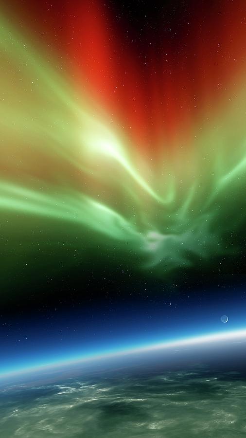 Aurora Borealis From Space Photograph by Detlev Van Ravenswaay