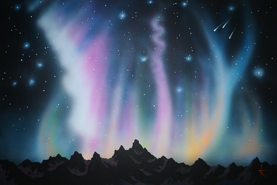 Space Painting - Aurora Borealis in the Rockies by Thomas Kolendra