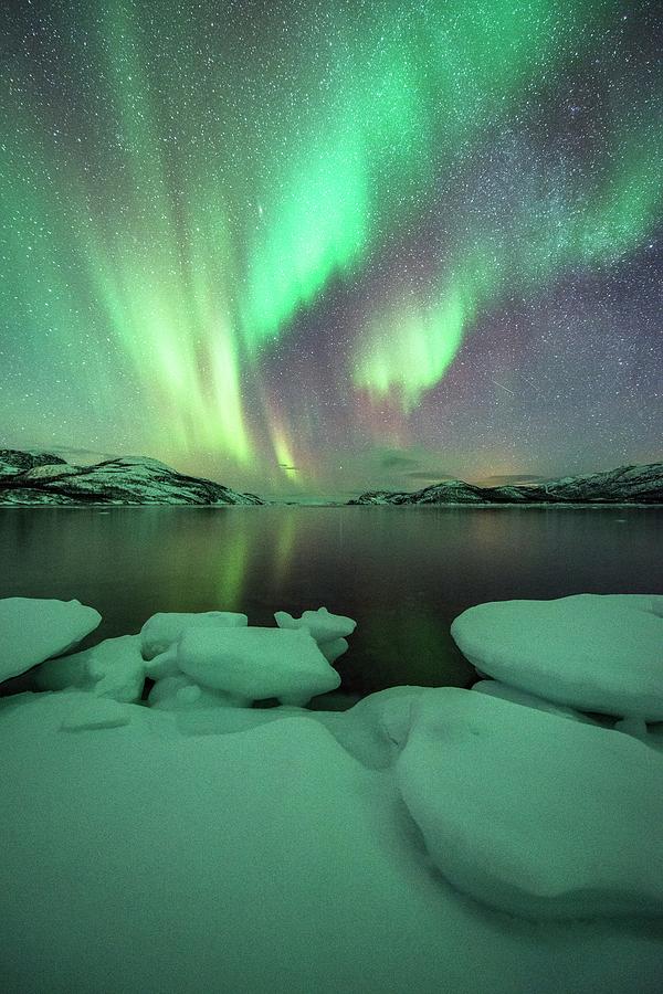 Aurora Borealis Over A Fjord Photograph by Tommy Eliassen/science Photo Library