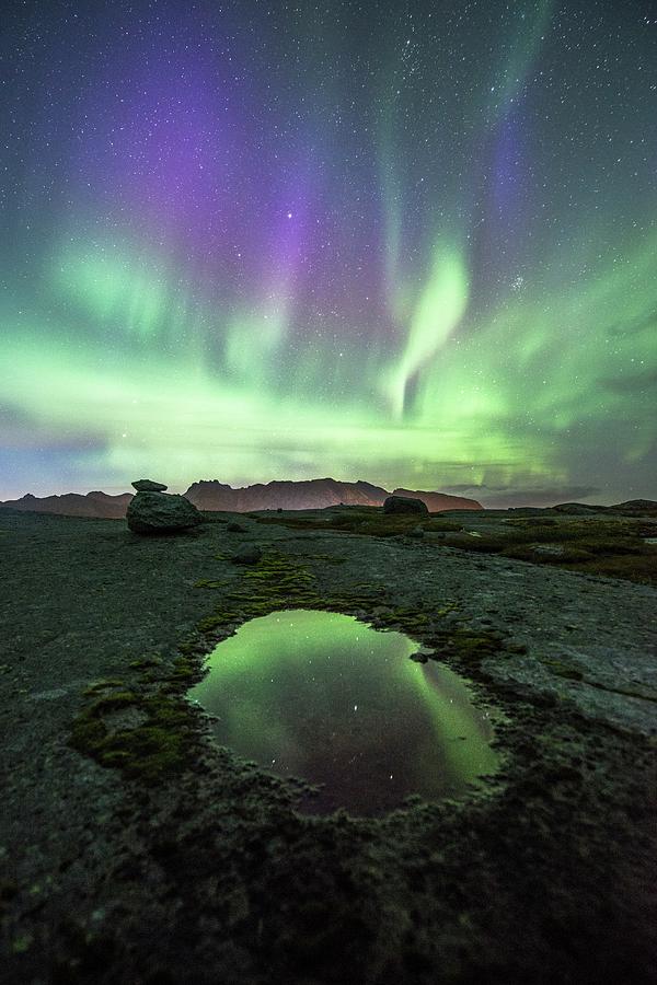 Aurora Borealis Over A Pool Photograph by Tommy Eliassen/science Photo Library
