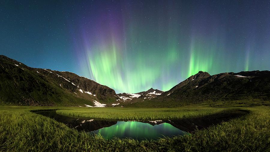Aurora Borealis Over Mountains Photograph by Tommy Eliassen/science Photo Library