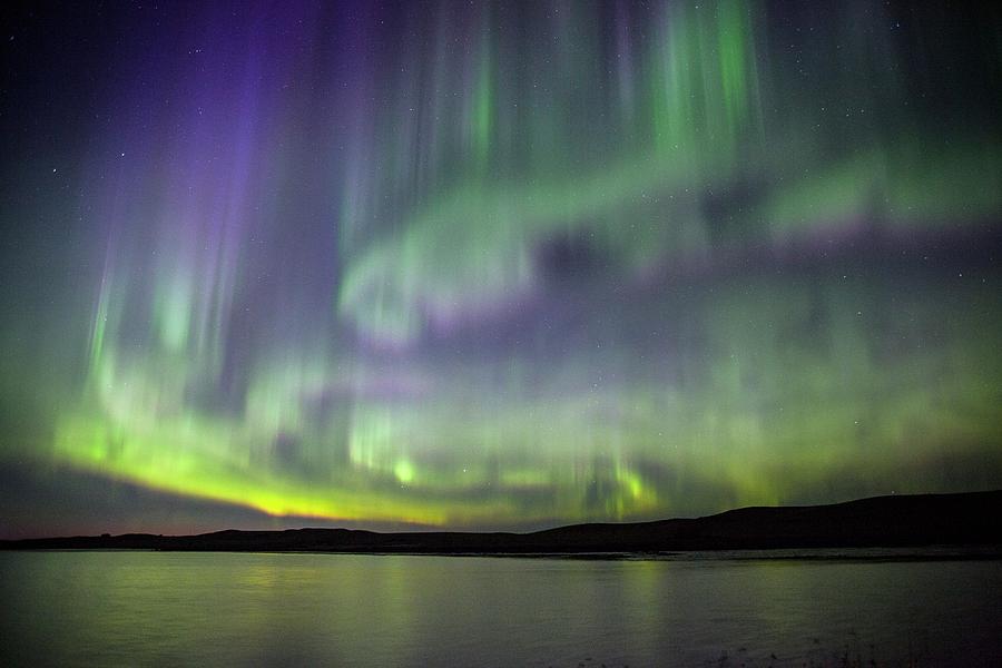 Aurora Borealis Over Water Photograph by Roger Hill - Fine Art America