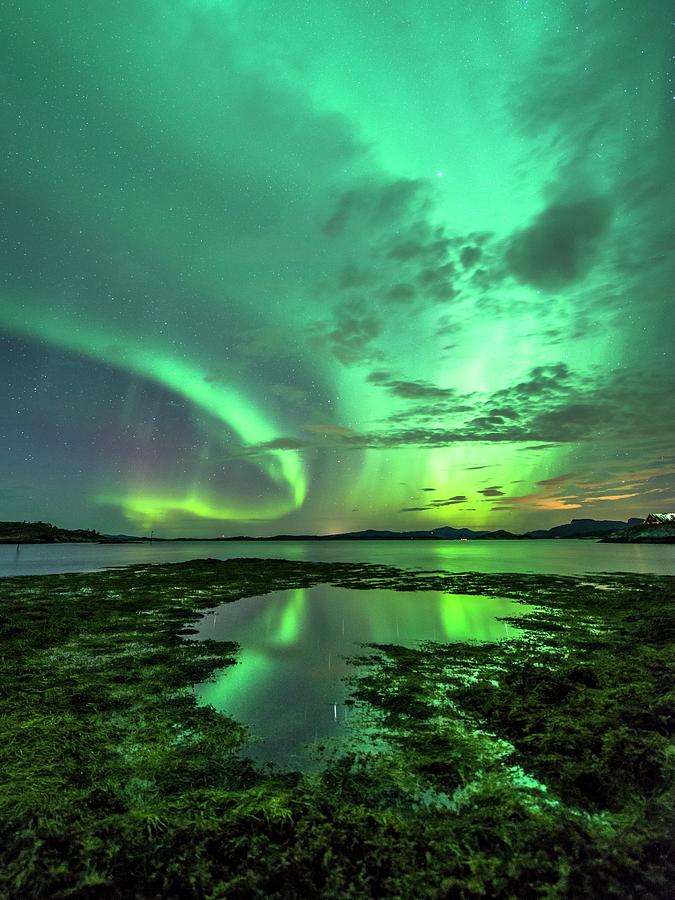 Aurora Borealis Over Water Photograph by Tommy Eliassen/science Photo Library