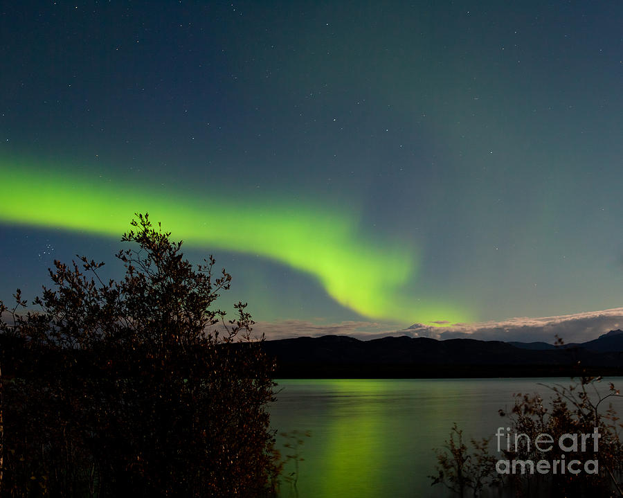 Nature Photograph - Aurora borealis reflected on Lake Laberge Yukon by Stephan Pietzko