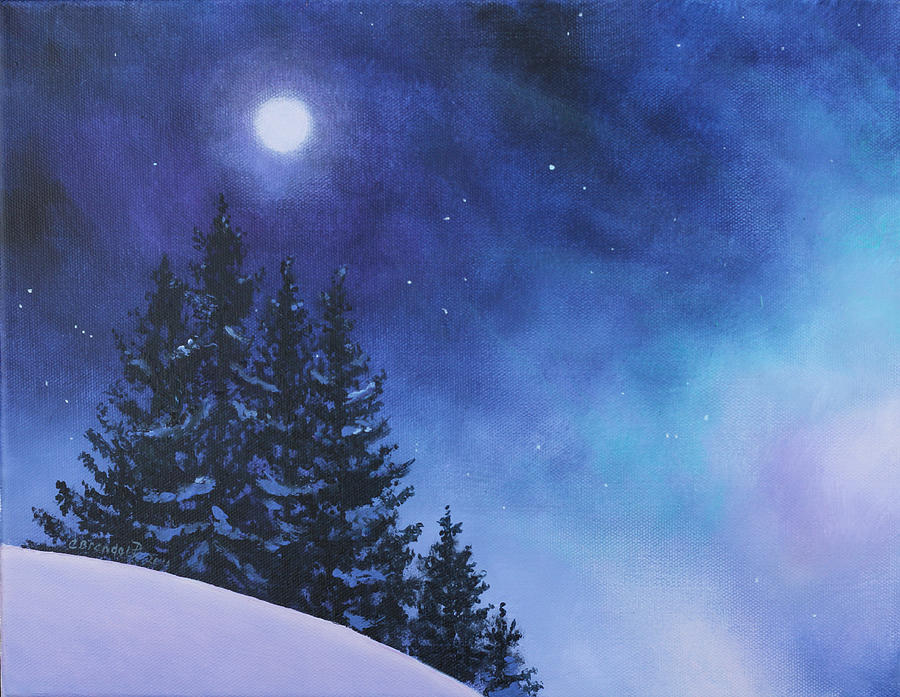 Aurora Borealis Winter Painting by Cecilia Brendel