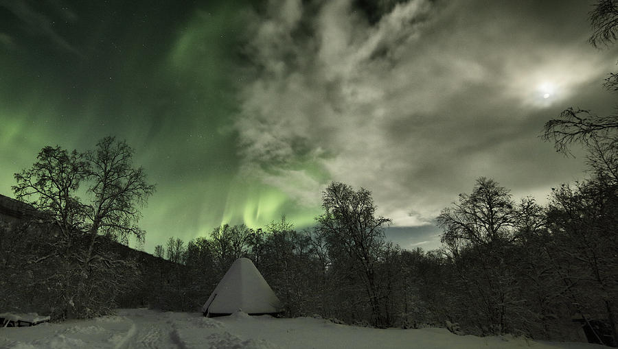Aurora, Clouds and the Moon Photograph by Pekka Sammallahti