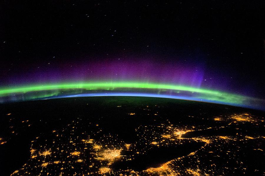 Aurora Over The Great Lakes Photograph by Nasa/science Photo Library