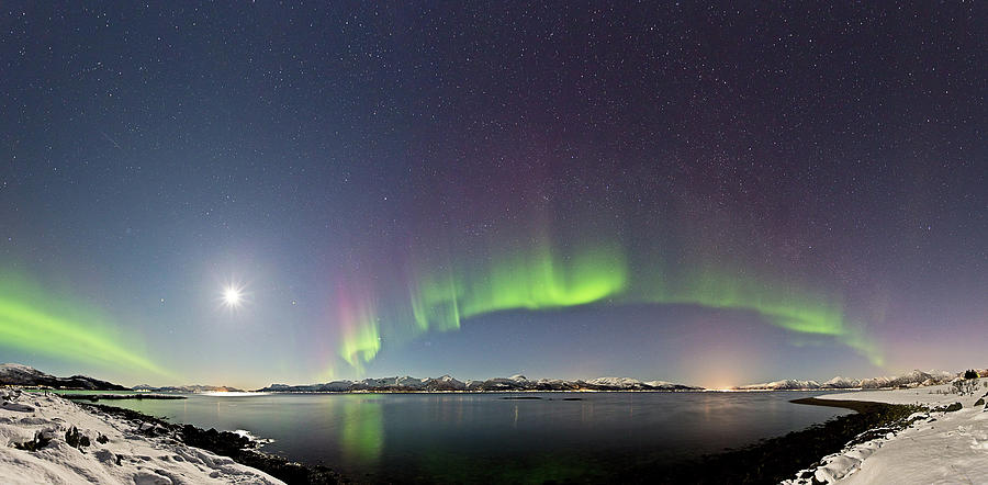 Aurora Panorama Sortland Strait Photograph by By Frank Olsen, Norway
