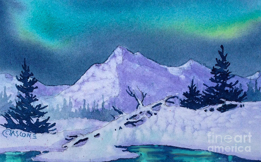 Aurora Reflection Painting by Teresa Ascone
