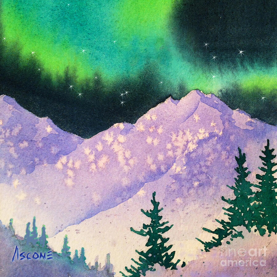 Winter Painting - Aurora Winter in Square by Teresa Ascone