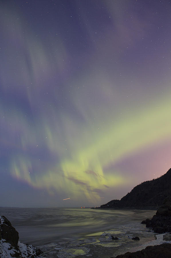 Anchorage Photograph - Auroras over Cook Inlet by Tim Grams