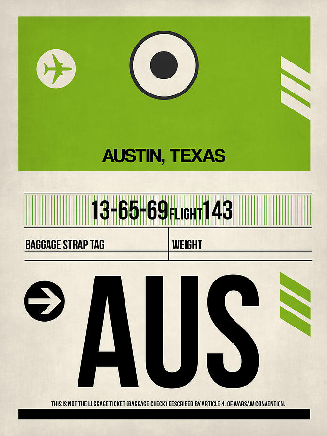 Austin Digital Art - Austin Airport Poster 1 by Naxart Studio