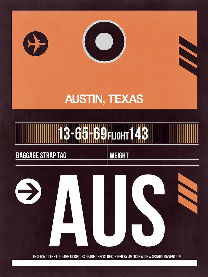 Austin Digital Art - Austin Airport Poster 2 by Naxart Studio