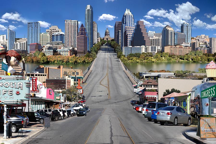 Austin Digital Art - Austin Congress Avenue Photomontage by Sort Of Cool