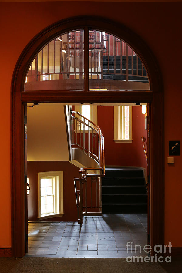 Romanesque Photograph - Austin Hall Harvard Law School Staircase by Jannis Werner