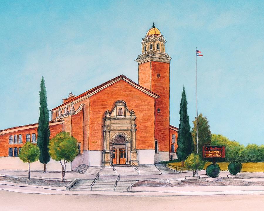 Austin High School Painting by Candy Mayer