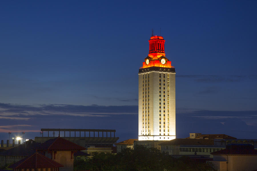 The University of Texas Tower after a Longhorn Win in Austin Texas Photograph by Rob Greebon