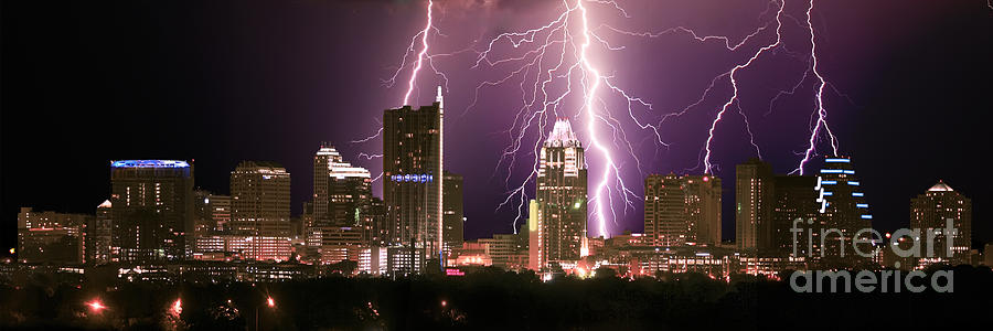 Austin Photograph - Austin Light Show Panoramic by Randy Smith