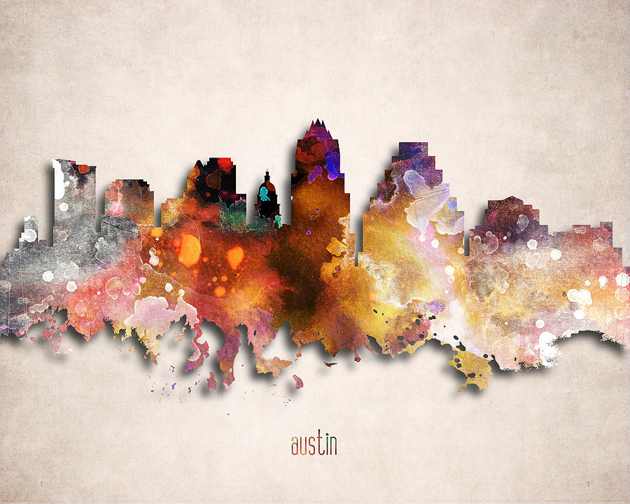 Austin Digital Art - Austin Painted City Skyline by World Art Prints And Designs
