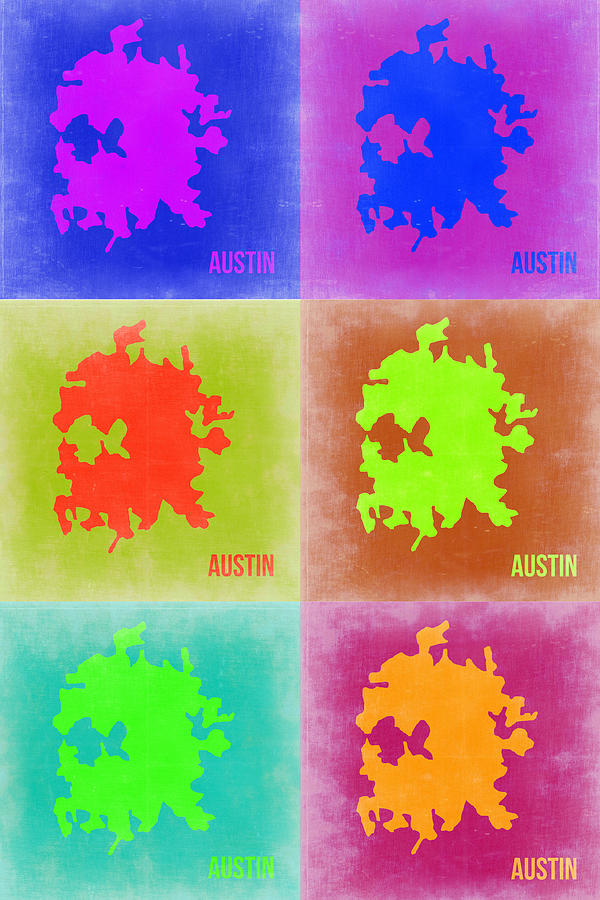 Austin Map Painting - Austin Pop Art Map 4 by Naxart Studio