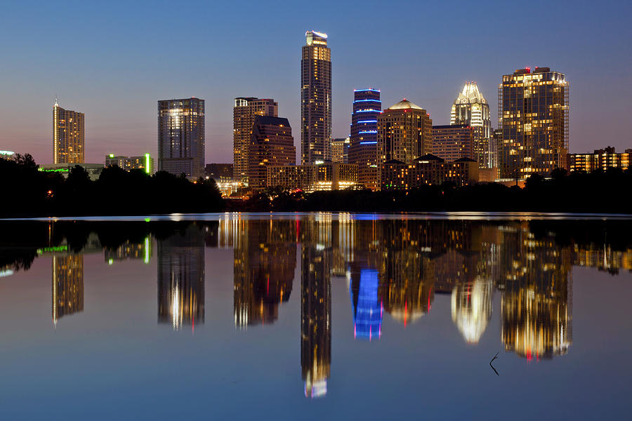 An Austin Skyline Reflection in Lady Bird Lake Photograph by Rob ...