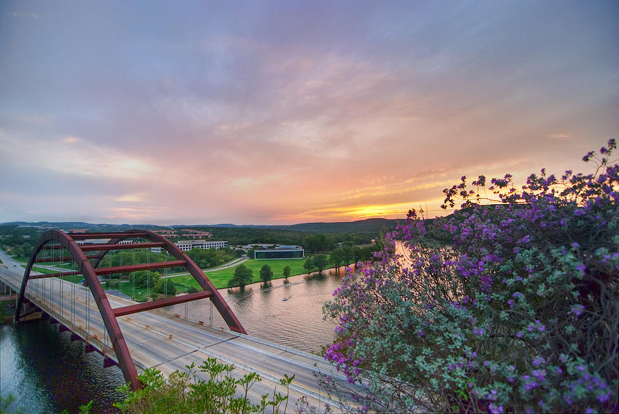 Austin Photograph - Austin Sunset over Pennybacker Bridge HDR by Preston Broadfoot