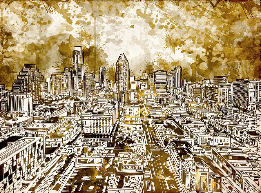 Austin Texas Abstract Panorama 6 Painting by Bekim M