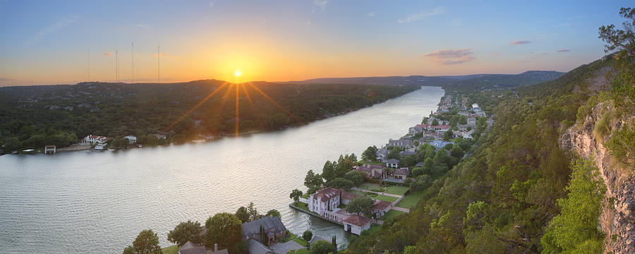 Austin Texas Images - Mount Bonnell Panorama - Late May Sunset Photograph