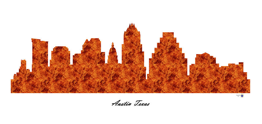Austin Texas Raging Fire Skyline Digital Art by Gregory Murray