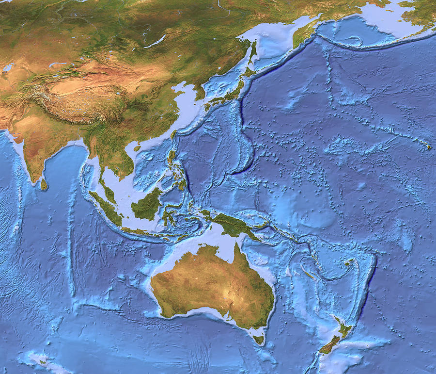 Australasia And South-eastern Asia Photograph by Planetary Visions Ltd/science Photo Library