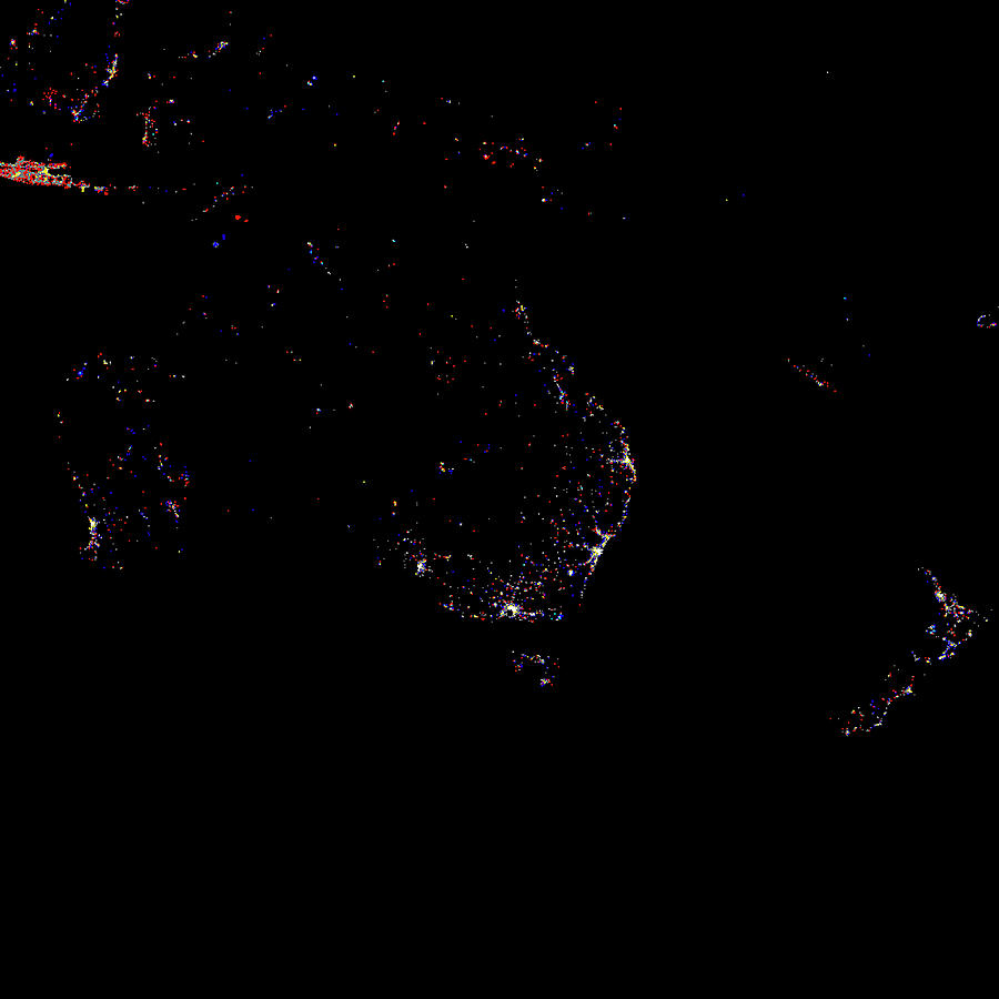 Australasia At Night Photograph by Noaa/science Photo Library