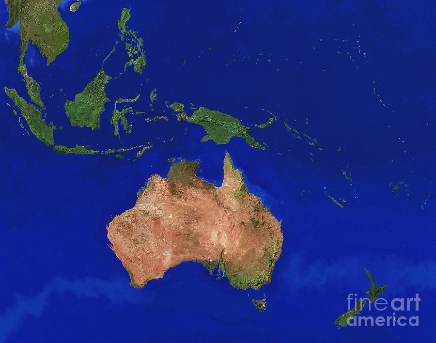 Australasia Photograph by WorldSat International Jim Knighton