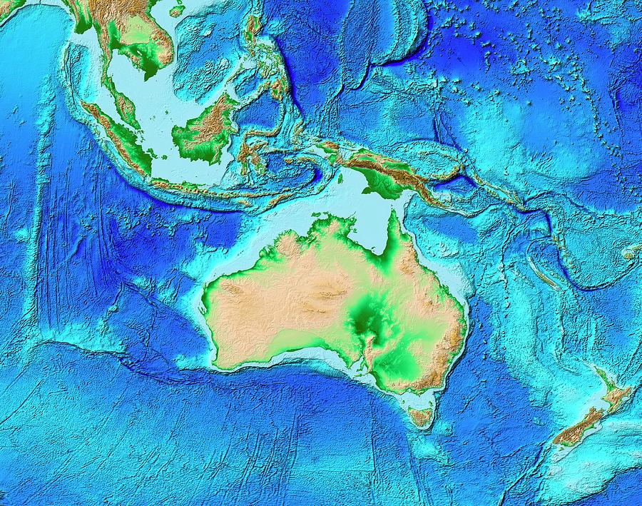 Australasian Topography Photograph by Noaa/science Photo Library