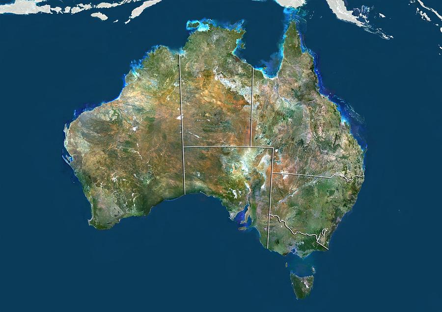 Nature Photograph - Australia, satellite image by Science Photo Library