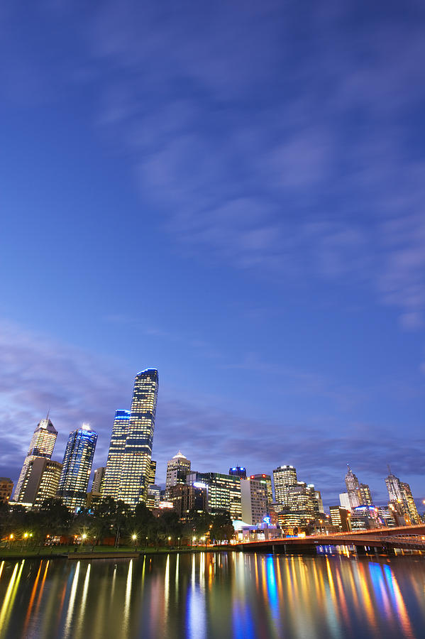 Australia Victoria Melbourne City Skyline And Yarra River