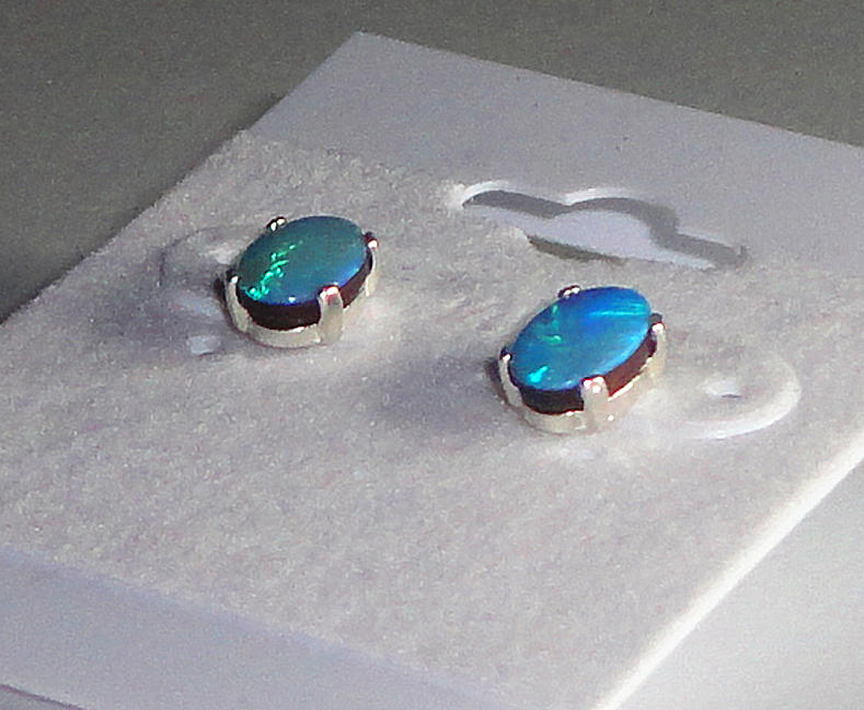 Australian Jewelry - SOLD Australian Boulder Opal Studs by Robin Copper