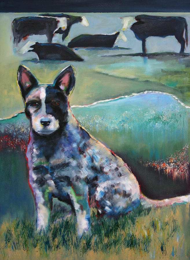 Australian Cattle Dog with Coat Of Many Colors Painting by Carol Jo Smidt