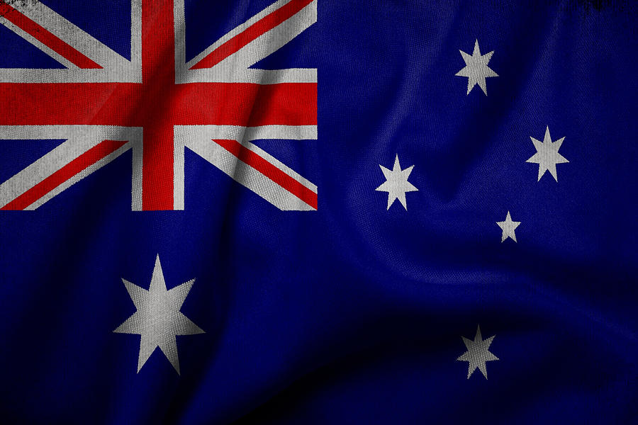 Australian flag waving on canvas Digital Art by Eti Reid