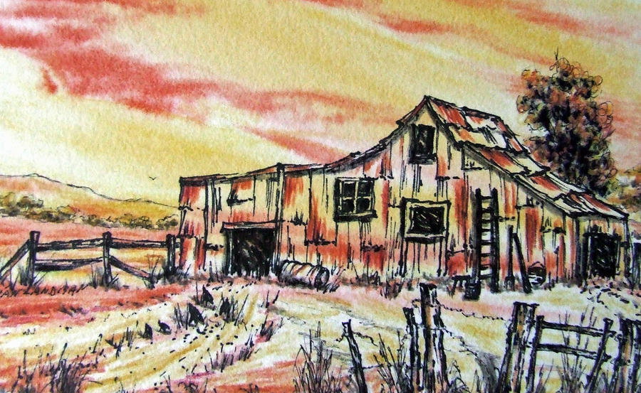 Australian Outback farm Painting by David Clode