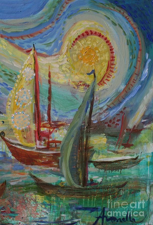Boats Painting - Australian Regatta by Avonelle Kelsey