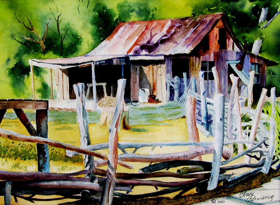 Australian Sheep Shearing Shack Painting by Clay Purviance Fine Art