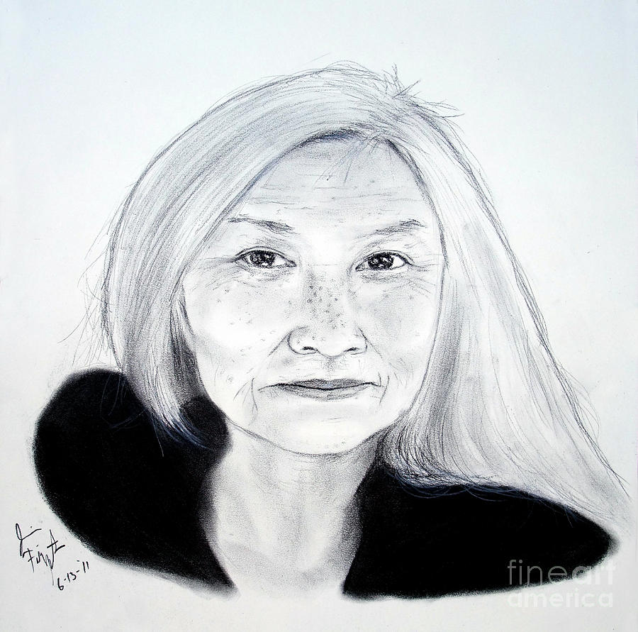 Author and Activist Maxine Hong Kingston Drawing by Jim Fitzpatrick