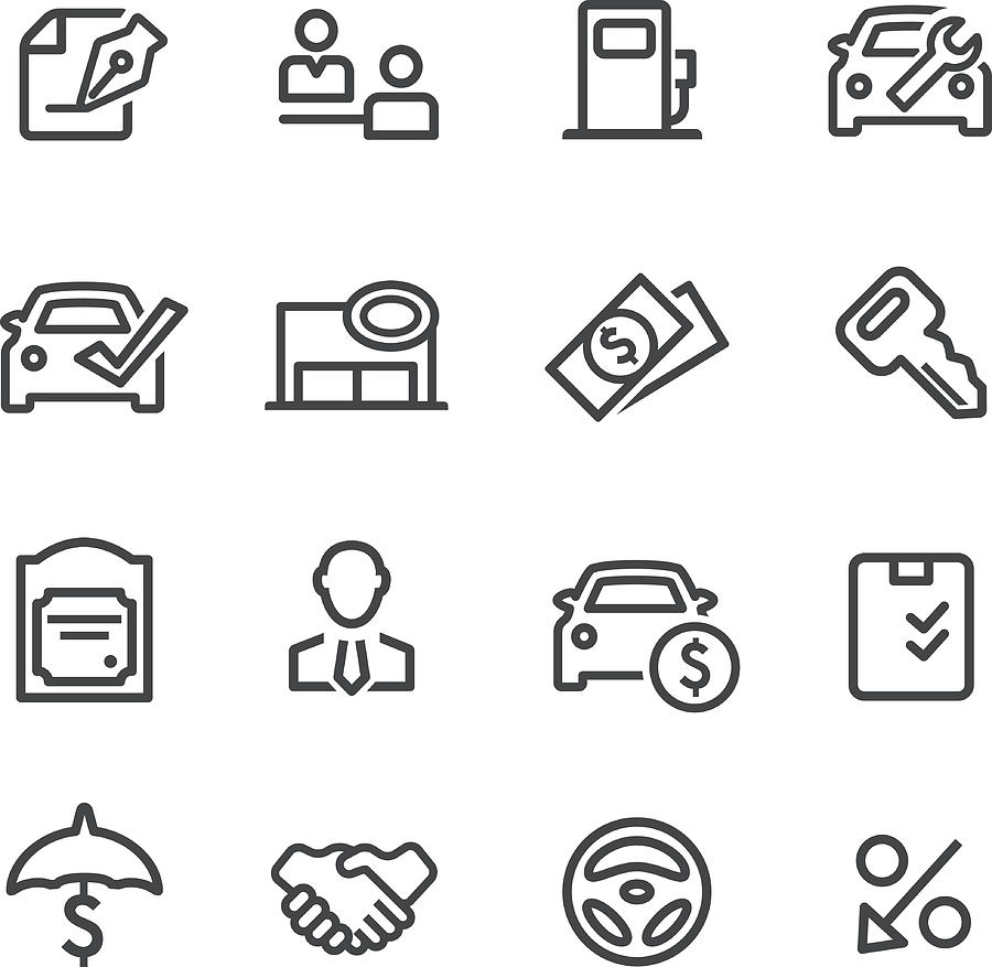 Auto Dealership Icons - Line Series Drawing by -victor-