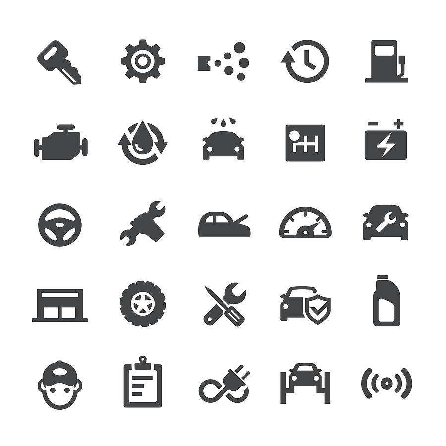 Auto Repair Shop Icons - Smart Series Drawing by -victor-