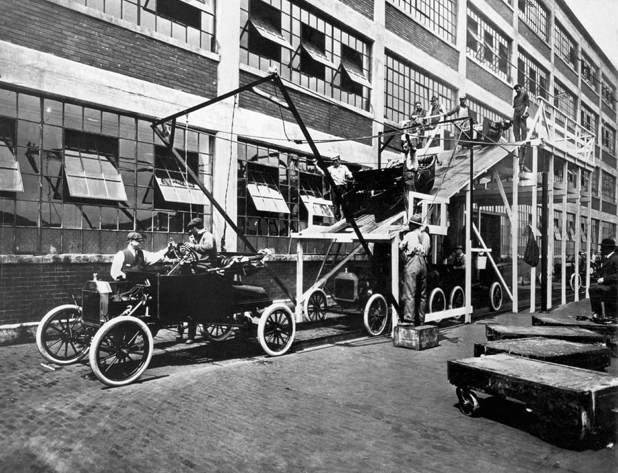 Detroit Photograph - Automobile Assembly Line by Underwood Archives