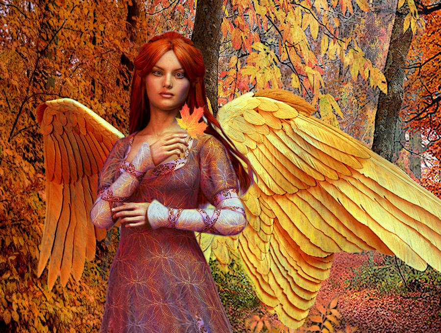 Autumn Angel 2 Painting by Suzanne Silvir