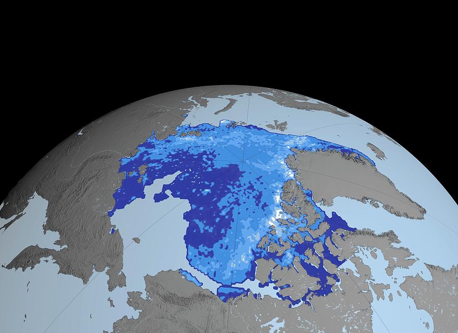 Autumn Arctic Sea Ice Thickness Photograph by Nasa/gsfc-svs/science ...