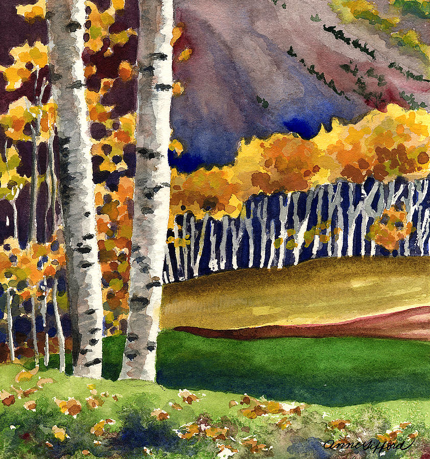Autumn Aspens Painting by Anne Gifford