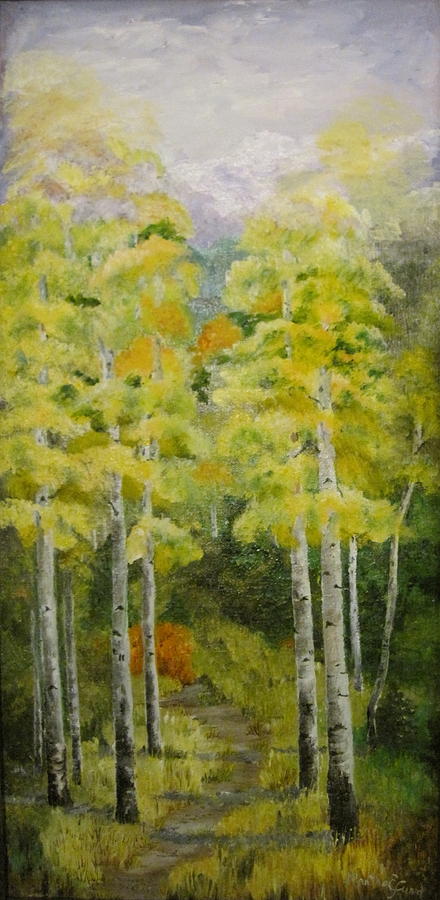 Tree Painting - Autumn Aspens by Martha Efurd