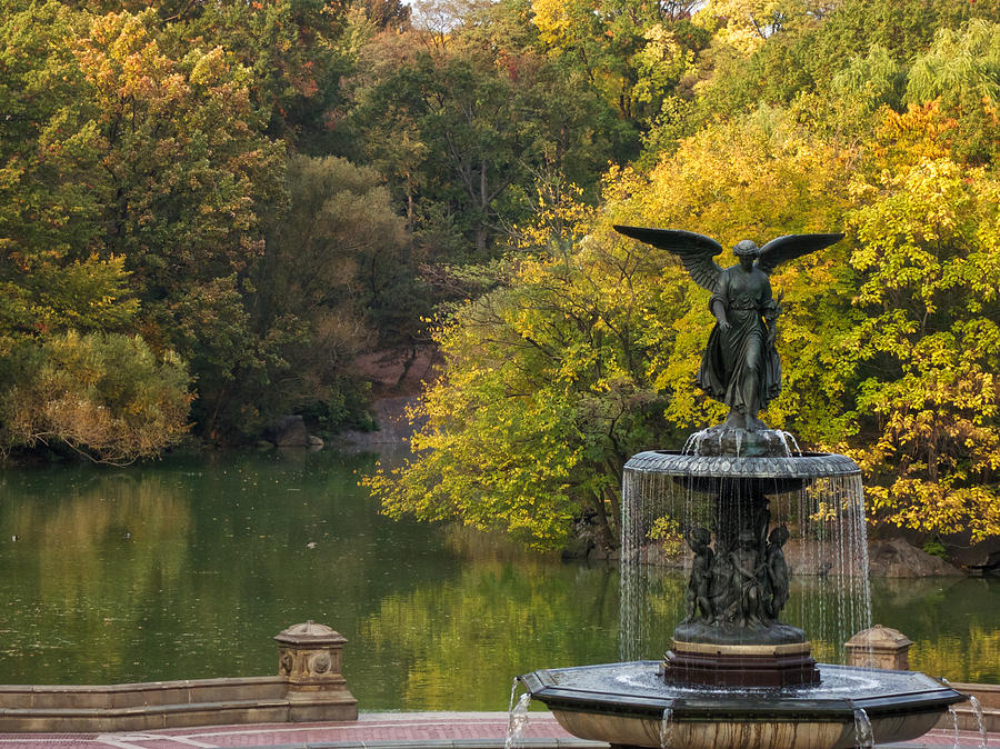 Central Park Photograph - Autumn at Bethesda by Cornelis Verwaal